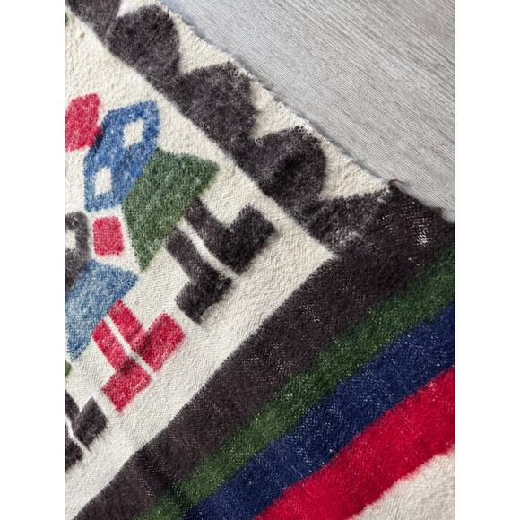 Vintage Native Peruvian Friendship Rug Wool Tapestry 66x28 Rainbow Folk Art - Picture 10 of 10